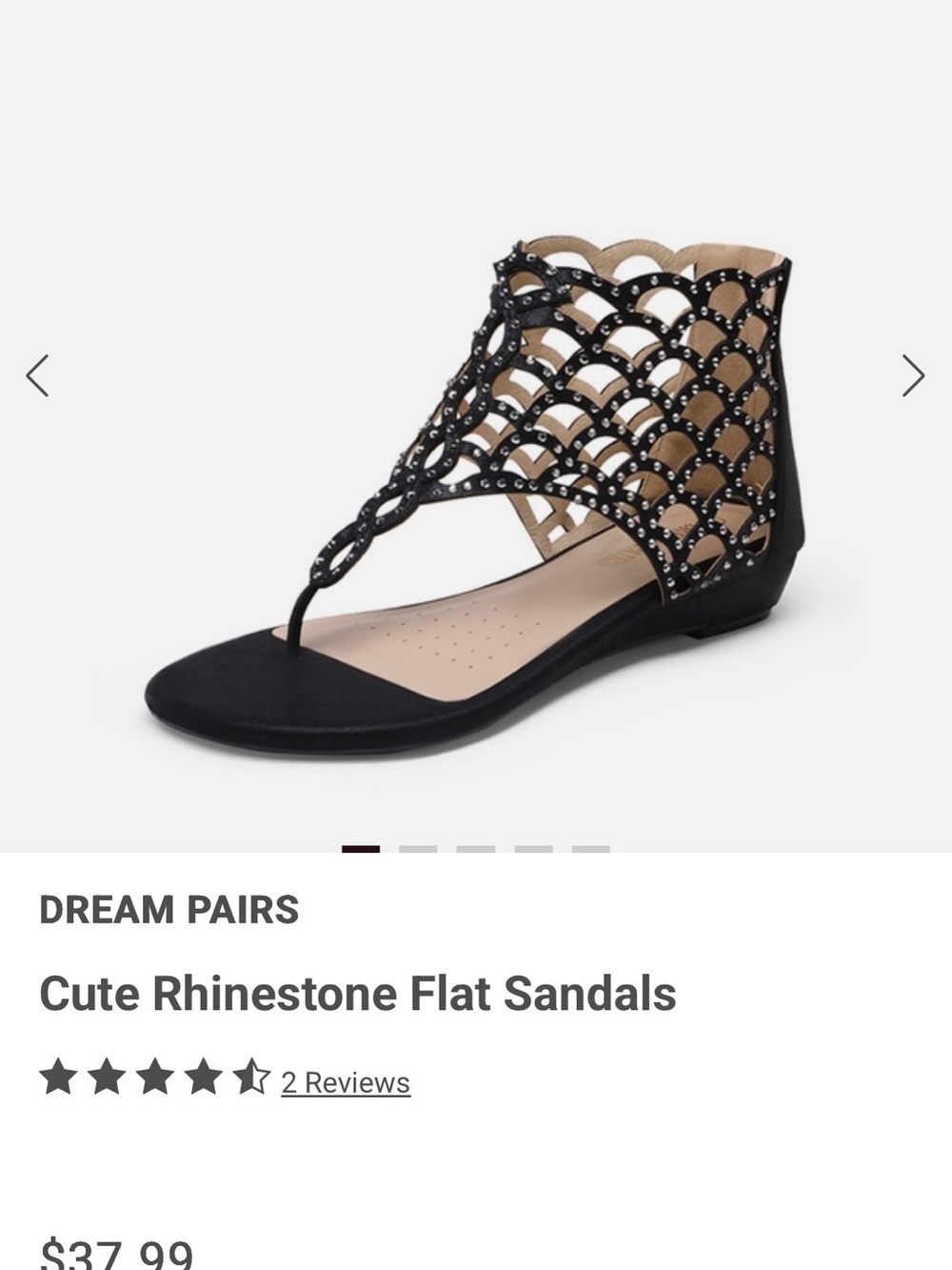 Dream Pairs Black Rhinestone Sandals